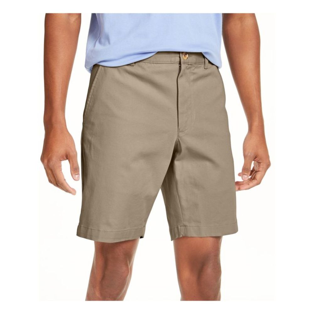 CLUBROOM Mens Brown Classic Fit Stretch Shorts 34W